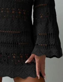 Women's Swimsuits Cover Up Swim Dress Swimsuit Cut Out Vacation Beach Wear Solid Color Round Neck Long Sleeve Bathing Suits