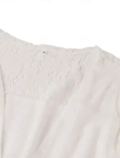 Women's Swimsuits Cover Up Swimsuit Lace Patchwork Vacation Beach Wear Solid Color V Neck Long Sleeve Bathing Suits