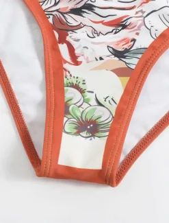 Women's Swimsuits One Piece 2 Piece Skirt Swimsuit Ruffle Backless Tummy Control High Waist Slim Vacation Beach Wear Floral Asymmetric Neck Sleeveless Bathing Suits