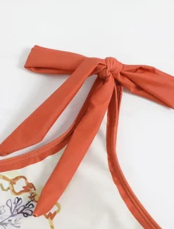 Women's Swimsuits One Piece 2 Piece Skirt Swimsuit Ruffle Backless Tummy Control High Waist Slim Vacation Beach Wear Floral Asymmetric Neck Sleeveless Bathing Suits