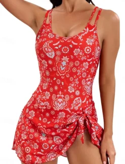 Women's Swimsuits One Piece Swimsuit Backless Tummy Control High Waist Slim Vacation Beach Wear Solid Color U Neck Sleeveless Bathing Suits