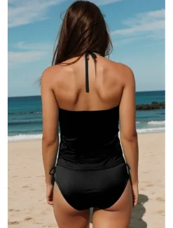 Women's Swimsuits Tankini 2 Piece Cheeky Swimsuit Backless Vacation Beach Wear Paisley Halter Neck Sleeveless Bathing Suits