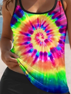 Women's Swimsuits Tankini Two Piece Swimsuit Tie Dye Vacation Tie Dye Gradient