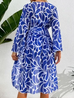 Women's Swimwear 2 Piece Monokini Swimsuit Backless Tummy Control High Waist Slim Vacation Beach Wear Floral Scoop Neck Sleeveless Long Sleeve Bathing Suits