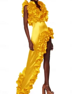 Women's Swimwear 2 Piece Monokini Swimsuit Backless Tummy Control High Waist Slim Vacation Beach Wear Solid Color Asymmetric Neck Sleeveless Bathing Suits