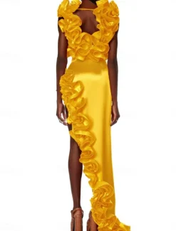 Women's Swimwear 2 Piece Monokini Swimsuit Backless Tummy Control High Waist Slim Vacation Beach Wear Solid Color Asymmetric Neck Sleeveless Bathing Suits