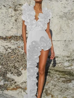 Women's Swimwear 2 Piece Monokini Swimsuit Backless Tummy Control High Waist Slim Vacation Beach Wear Solid Color Asymmetric Neck Sleeveless Bathing Suits