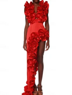 Women's Swimwear 2 Piece Monokini Swimsuit Backless Tummy Control High Waist Slim Vacation Beach Wear Solid Color Asymmetric Neck Sleeveless Bathing Suits