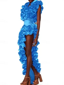 Women's Swimwear 2 Piece Monokini Swimsuit Backless Tummy Control High Waist Slim Vacation Beach Wear Solid Color Asymmetric Neck Sleeveless Bathing Suits