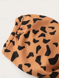 Women's Swimwear Bikini 2 Piece Thong Swimsuit Backless Slim Vacation Beach Wear Leopard Strapless Sleeveless Bathing Suits