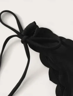 Women's Swimwear Bikini 2 Piece Thong Swimsuit Backless Slim Vacation Beach Wear Leopard Strapless Sleeveless Bathing Suits