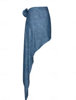 Women's Swimwear Bikini 2 Piece Skirt Swimsuit Backless Slim Vacation Beach Wear Solid Color V Neck Sleeveless Bathing Suits