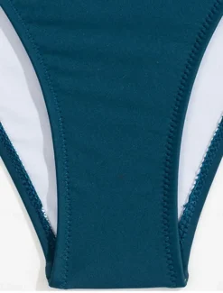 Women's Swimwear Bikini 2 Piece Cheeky Swimsuit Backless Slim Vacation Beach Wear Color Block Asymmetric Neck Sleeveless Bathing Suits