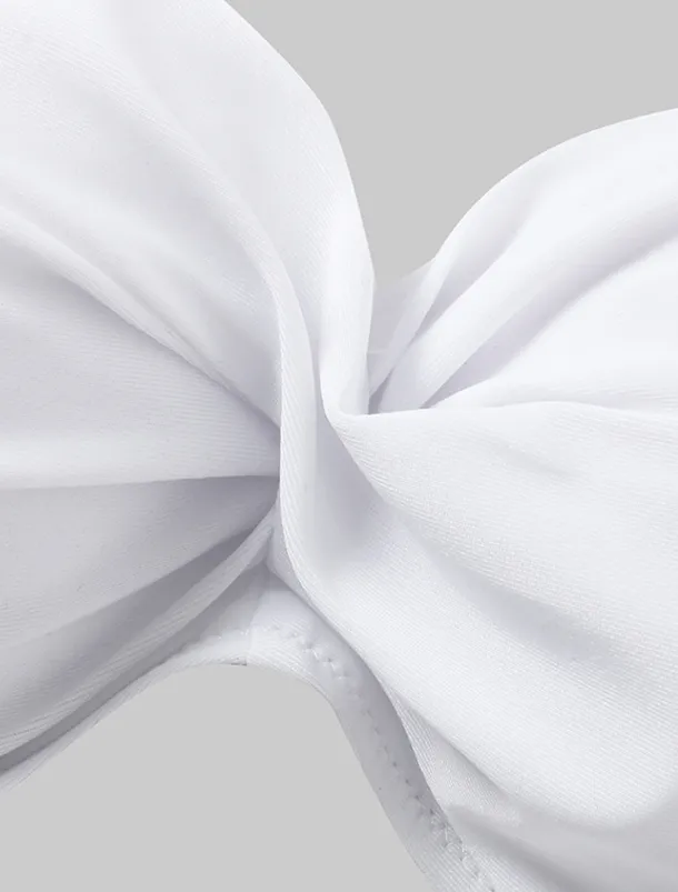 Women's Swimwear Bikini 2 Piece Cheeky Swimsuit Ruched 2 Piece Open Back Sexy Beach Wear Sexy Plain Pure Color Strapless Sleeveless Bathing Suits