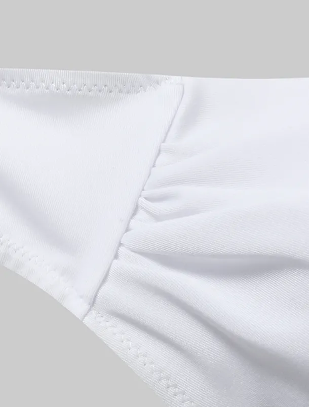 Women's Swimwear Bikini 2 Piece Cheeky Swimsuit Ruched 2 Piece Open Back Sexy Beach Wear Sexy Plain Pure Color Strapless Sleeveless Bathing Suits