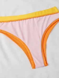 Women's Swimwear Bikini 2 Piece Cheeky Swimsuit Backless Slim Vacation Beach Wear Solid Color U Neck Sleeveless Bathing Suits