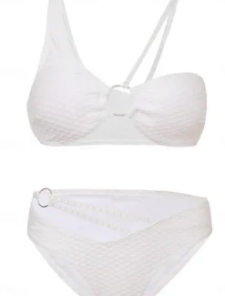 Women's Swimwear Bikini 2 Piece Cheeky Swimsuit Backless Cut Out Slim Vacation Beach Wear Solid Color Halter Neck Sleeveless Bathing Suits