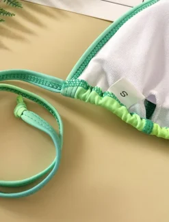 Women's Swimwear Bikini 2 Piece Cheeky Swimsuit Backless Slim Vacation Beach Wear Solid Color Halter Neck Sleeveless Bathing Suits