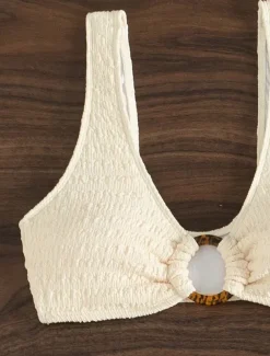 Women's Swimwear Bikini 2 Piece Briefs Swimsuit Backless Slim Vacation Beach Wear Solid Color V Neck Sleeveless Bathing Suits