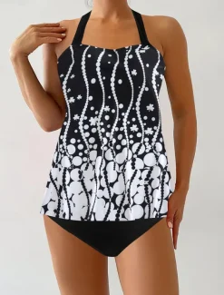 Women's Swimwear Bikini 2 Piece Cheeky Swimsuit Backless Slim Vacation Beach Wear Camo U Neck Sleeveless Bathing Suits