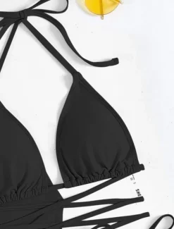 Women's Swimwear Bikini Skirt Swimsuit Backless Slim Vacation Beach Wear Solid Color Halter Neck Sleeveless Long Sleeve Bathing Suits