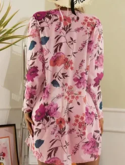 Women's Swimwear Bikini Three Piece Rash Guard Cheeky Swimsuit Backless Slim Vacation Beach Wear Floral Halter Neck Long Sleeve Bathing Suits