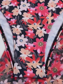 Women's Swimwear Bikini Three Piece Skirt Swimsuit Backless Slim Vacation Beach Wear Floral Strapless Sleeveless Bathing Suits