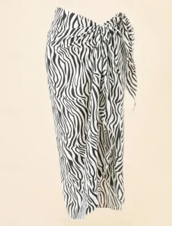 Women's Swimwear Cover Up Swim Dress Swimsuit Vacation Beach Wear Leopard Striped Long Sleeve Bathing Suits