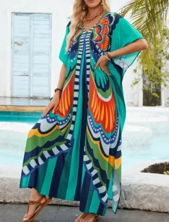 Women's Swimwear Cover Up Swim Dress Swimsuit Vacation Beach Wear Butterfly Long Sleeve Bathing Suits