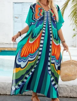 Women's Swimwear Cover Up Swim Dress Swimsuit Vacation Beach Wear Butterfly Long Sleeve Bathing Suits