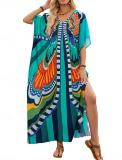 Women's Swimwear Cover Up Swim Dress Swimsuit Vacation Beach Wear Butterfly Long Sleeve Bathing Suits
