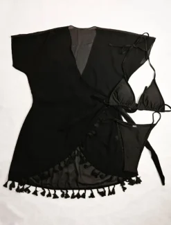 Women's Swimwear Cover Up Swim Dress Swimsuit Fringe Vacation Beach Wear Solid Color Sleeveless Bathing Suits