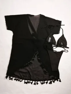 Women's Swimwear Cover Up Swim Dress Swimsuit Fringe Vacation Beach Wear Solid Color Sleeveless Bathing Suits