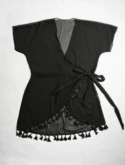 Women's Swimwear Cover Up Swim Dress Swimsuit Fringe Vacation Beach Wear Solid Color Sleeveless Bathing Suits