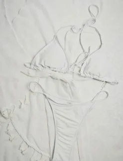 Women's Swimwear Cover Up Swim Dress Swimsuit Fringe Vacation Beach Wear Solid Color Sleeveless Bathing Suits