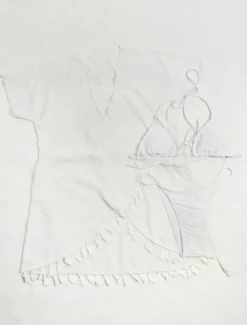 Women's Swimwear Cover Up Swim Dress Swimsuit Fringe Vacation Beach Wear Solid Color Sleeveless Bathing Suits