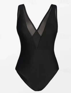 Women's Swimwear One Piece Swimsuit Elegant Fashion Solid Color Sleeveless Bathing Suits