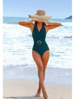 Women's Swimwear One Piece Monokini Swimsuit Backless Tummy Control High Waist Slim Vacation Beach Wear Solid Color Halter Neck Sleeveless Bathing Suits
