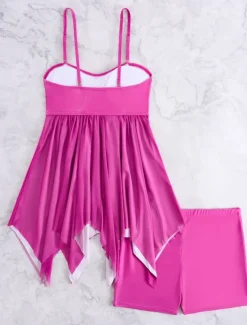 Women's Swimwear Swimdresses 2 Piece Tankini Swimsuit Backless High Waist Vacation Beach Wear Solid Color V Neck Sleeveless Bathing Suits