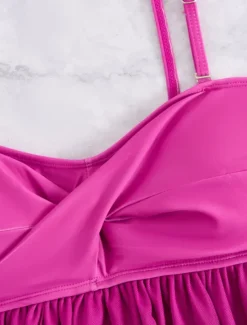 Women's Swimwear Swimdresses 2 Piece Tankini Swimsuit Backless High Waist Vacation Beach Wear Solid Color V Neck Sleeveless Bathing Suits