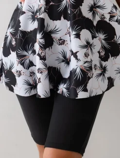 Women's Swimwear Swimdresses 2 Piece Tankini Swimsuit Backless Slim Vacation Beach Wear Floral U Neck Sleeveless Bathing Suits