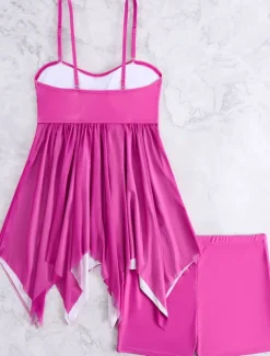 Women's Swimwear Swimdresses One Piece Tankini Swimsuit Backless High Waist Slim Vacation Beach Wear Solid Color U Neck Sleeveless Bathing Suits