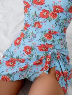 Women's Swimwear Swimdresses One Piece Tankini Swimsuit Backless Tummy Control High Waist Slim Vacation Beach Wear Graphic U Neck Sleeveless Bathing Suits