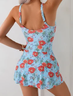 Women's Swimwear Swimdresses One Piece Tankini Swimsuit Backless Tummy Control High Waist Slim Vacation Beach Wear Graphic U Neck Sleeveless Bathing Suits