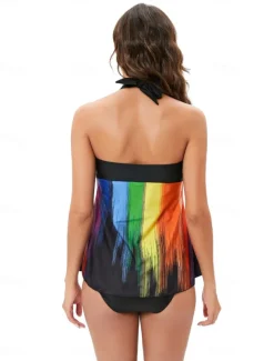 Women's Swimwear Swimdresses Tankini Swimsuit Vacation Stylish Graphic Geometric Sleeveless Bathing Suits