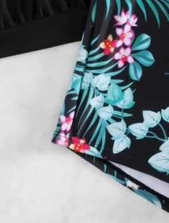 Women's Swimwear Tankini 2 Piece Shorts Swimsuit Backless Tummy Control High Waist Slim Vacation Beach Wear Floral Graphic U Neck Sleeveless Bathing Suits