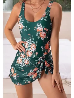Women's Swimwear Tankini Swimsuit Elegant Tropical Floral Sleeveless Bathing Suits