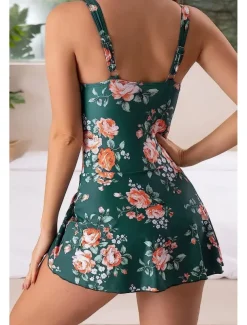 Women's Swimwear Tankini Swimsuit Elegant Tropical Floral Sleeveless Bathing Suits