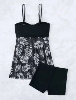 Women's Swimwear Tankini Swimsuit Vacation Tropical Floral Sleeveless Bathing Suits