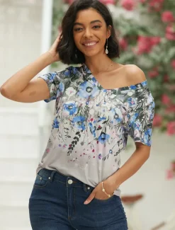 Women's T Shirt Basic Floral Print Short Sleeve Regular Tops V Neck Holiday Weekend Pink Blue Green